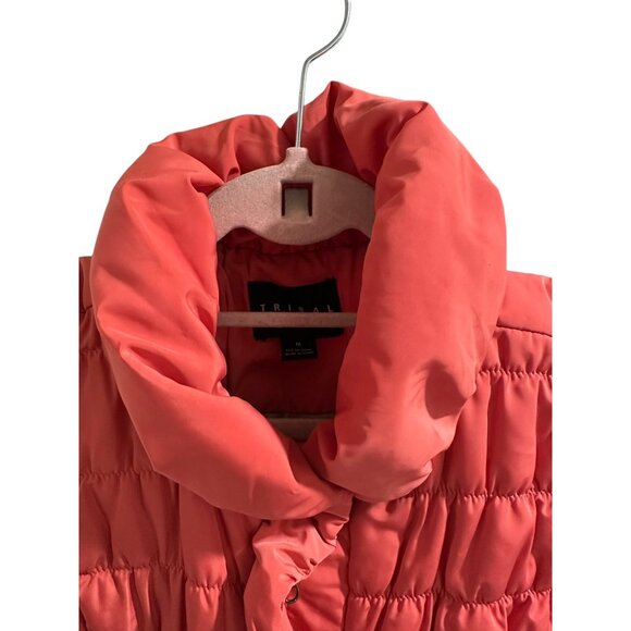 ✌️ 2/$40 ✌️ Quilted Coral Puffer Vest With High Collar & Snap Closure - Medium - Picture 5 of 8